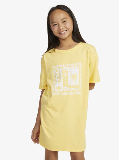 8 Girls 4-16 Sublime Landscape Short Sleeve T-Shirt Dress Yellow ERGKD03241 Roxy