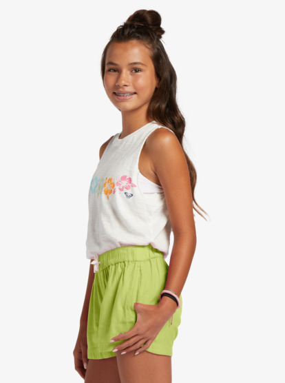 1 Girl's 4-16 Una Mattina Elastic Waist Shorts Green ERGNS03088 Roxy