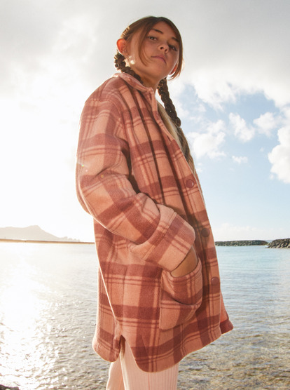 1 Ocean Quiet - Long Plaid Fleece for Girls 4-16 Rose ERGPF03061 Roxy