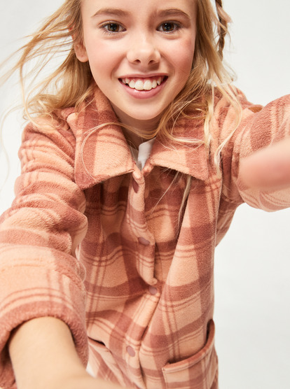 7 Ocean Quiet - Long Plaid Fleece for Girls 4-16 Rose ERGPF03061 Roxy