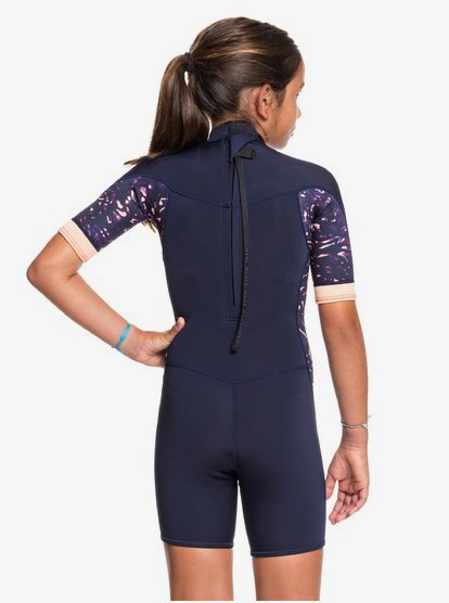 1 Girl's 8-16 2/2mm Syncro Back Zip Short Sleeve Springsuit Blue ERGW503010 Roxy