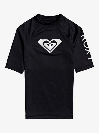 0 Girl's 7-16 Whole Hearted Short Sleeve Rashguard Black ERGWR03206 Roxy
