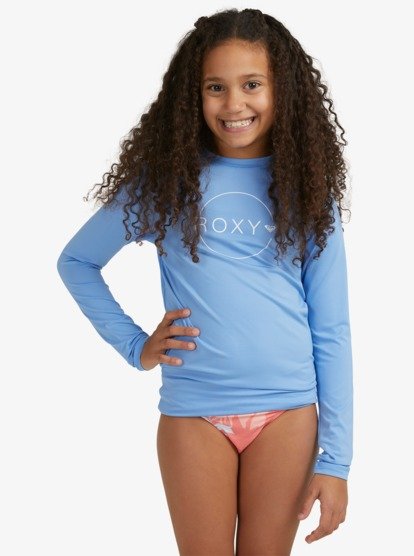0 Girls 8-14 Beach Classics Long Sleeve UPF 50 Rash Vest Blue ERGWR03259 Roxy