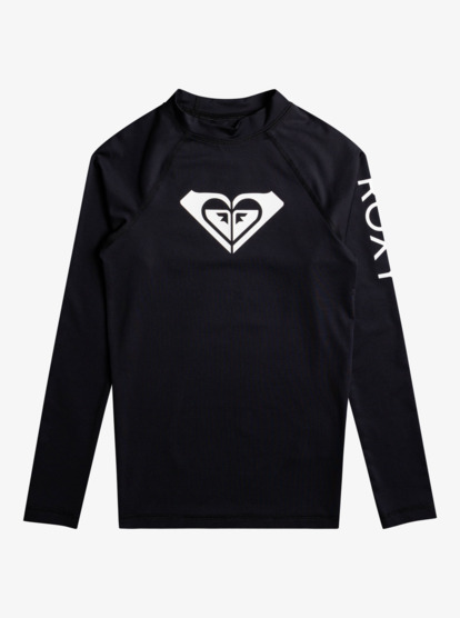 0 Girl's 7-16 Whole Hearted Long Sleeve UPF 50 Rashguard Black ERGWR03286 Roxy