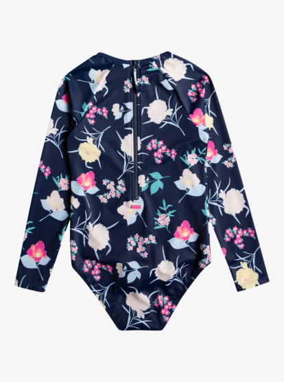1 Girl's 7-16 Flowers Addict Long Sleeve UPF 50 Rashguard Blue ERGWR03298 Roxy