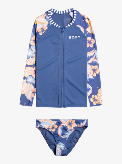 0 Girl's 7-16 Swim Good Time Long Sleeve Zip-Front UPF 50 Rashguard Set  ERGWR03315 Roxy