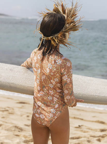 2 Girls 6-16 Moonlight Story Long Sleeve One-Piece Rashguard Brown ERGWR03318 Roxy