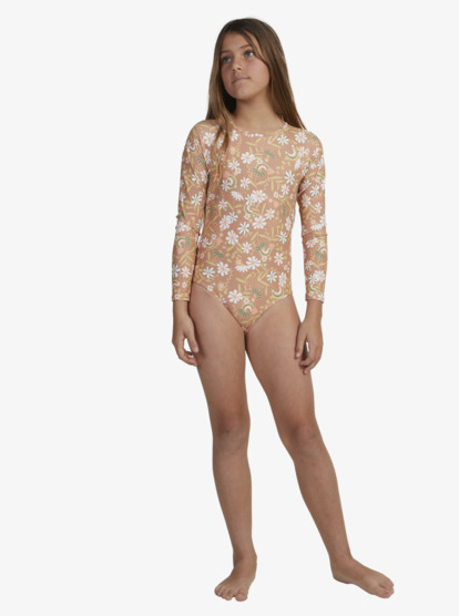 7 Girls 6-16 Moonlight Story Long Sleeve One-Piece Rashguard Brown ERGWR03318 Roxy
