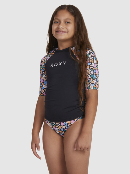 3 Girls 6-16 Active Joy 3/4 Sleeve Rashguard Black ERGWR03339 Roxy