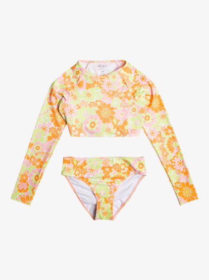 0 Girl's 4-16 Last In Paradise Cropped Long Sleeve UPF 50 Rashguard Set For Girls Orange ERGWR03351 Roxy