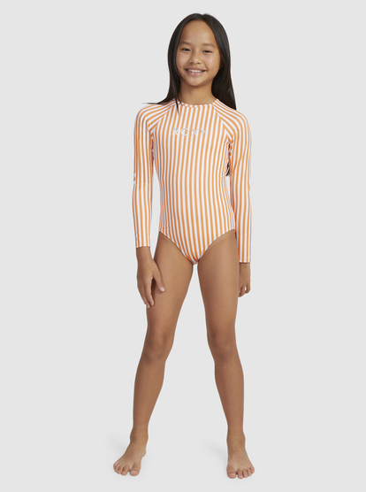 1 Girls 6-16 Above The Limits Long Sleeve One-Piece Rashguard Orange ERGWR03357 Roxy