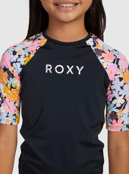 4 Girls 6-16 Above The Limits Short Sleeve Rash Vest Black ERGWR03359 Roxy