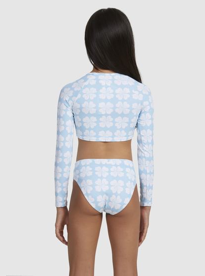 9 Vacation Memories - Cropped Long Sleeve Rash Vest for Girls 7-16 Blue ERGWR03361 Roxy