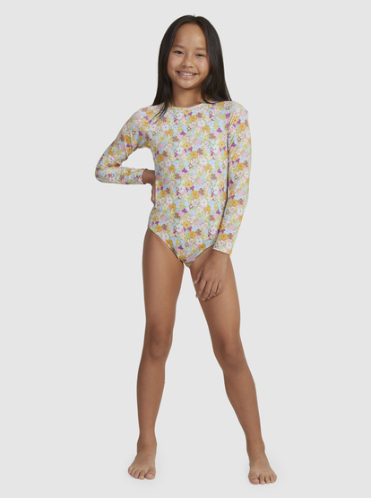 9 Girls 7-16 Nostalgic Seaside Long Sleeve One-Piece Rashguard Green ERGWR03364 Roxy