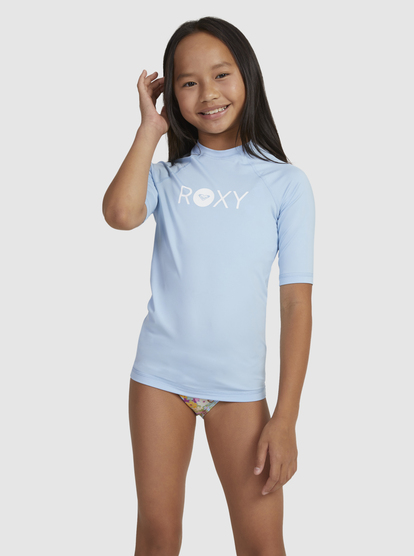 0 Girls 6-16 Essential Short Sleeve Rash Vest Blue ERGWR03367 Roxy