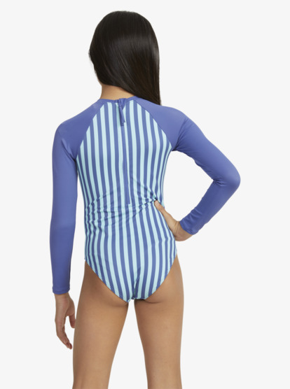 2 Girls 6-16 Serenity Stripe Long Sleeve One-Piece Rash Vest Blue ERGWR03372 Roxy