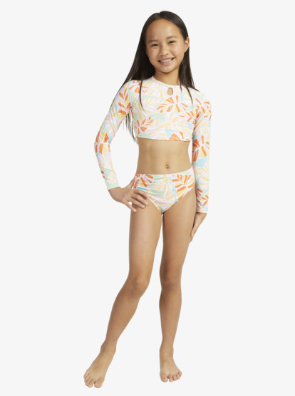 1 Girls 6-16 Jungle Mirage Long Sleeve Two-Piece Rashguard Set Green ERGWR03377 Roxy
