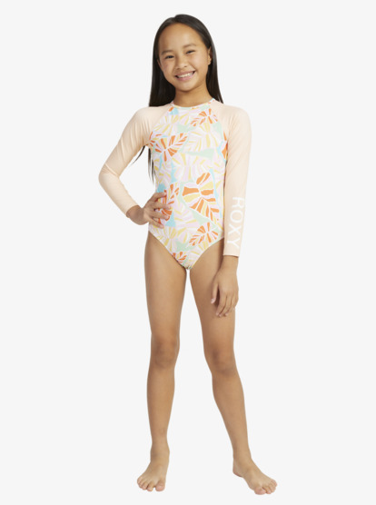 1 Girls 6-16 Jungle Mirage Long Sleeve One-Piece Rash Vest Green ERGWR03385 Roxy