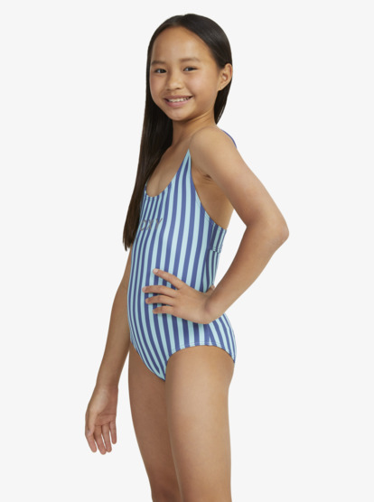 3 Girls 6-16 Serenity Stripe Cross Back One-Piece Swimsuit Blue ERGX103169 Roxy