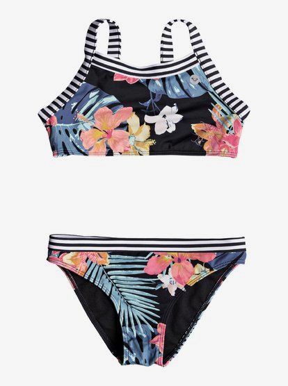 Roxy Womens Big Girls Island Trip Crop Top Swimsuit Set