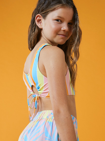 5 Girl's 4-16 Last In Paradise Two Piece Crop Top Bikini Set For Girls Blue ERGX203508 Roxy