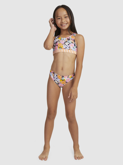 1 Girls 6-16 Above The Limits Two Piece Crop Top Bikini Set Black ERGX203519 Roxy