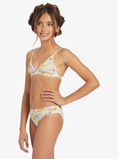 Roxy Girl's 7-16 Nostalgic Seaside Two Piece Triangle Bikini Set Green Size 12 - 96% Recycled POLYESTER, 4% Elastane