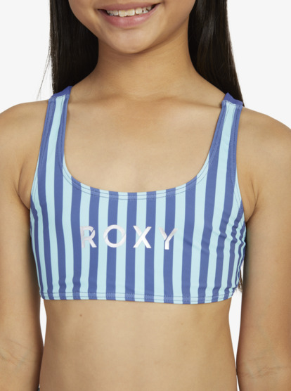 4 Girls 6-16 Serenity Stripe Bralette Two-Piece Bikini Set Blue ERGX203530 Roxy