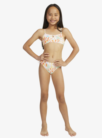 1 Girls 6-16 Jungle Mirage Bralette Two-Piece Bikini Set Green ERGX203537 Roxy