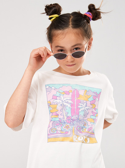 0 Girls 4-16 Gone To California Oversized T-Shirt White ERGZT04021 Roxy