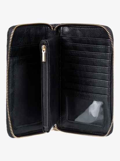 2 Womens Back In Brooklyn Zip-Around Wallet Black ERJAA04244 Roxy