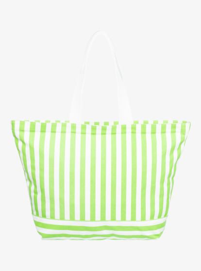 11 Womens Strippy Beach Large Tote Bag Green ERJBT03343 Roxy