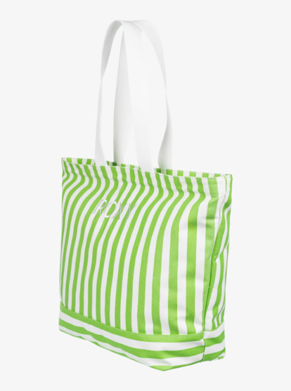 10 Womens Strippy Beach Large Tote Bag Green ERJBT03343 Roxy