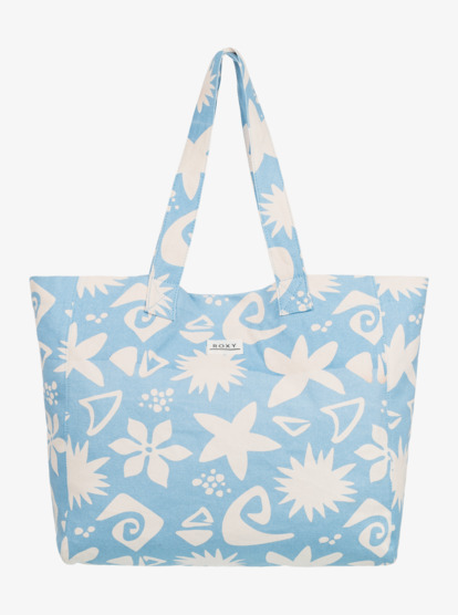 2 Womens Anti Bad Vibes Printed 24L Large Tote Bag Blue ERJBT03344 Roxy