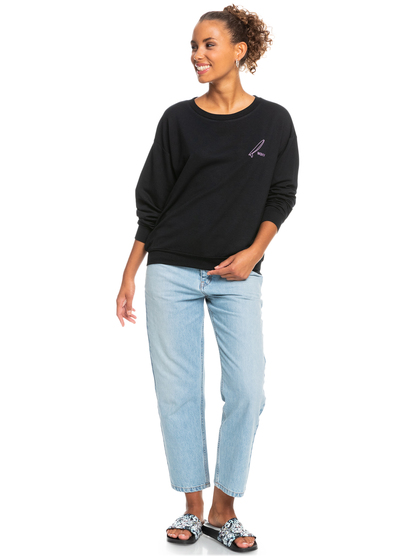 3 Surfing By Moonlight 2022 - Sweatshirt mit Relaxed Fit für Frauen Schwarz ERJFT04617 Roxy