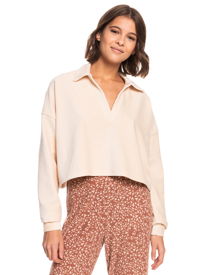 4 On The Road Again Long Sleeve V-Neck Top Beige ERJFT04632 Roxy