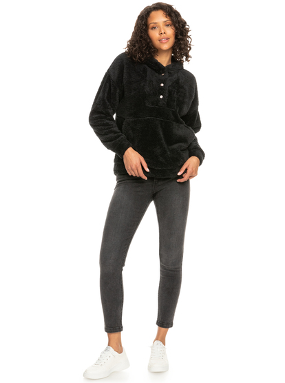 8 Surf Spray Hooded Pullover Fleece Black ERJFT04639 Roxy