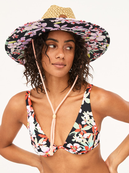 2 Womens Pina To My Colada Straw Sun Hat Black ERJHA04227 Roxy