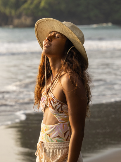1 Womens Sunny Kisses Straw Sun Hat Yellow ERJHA04232 Roxy