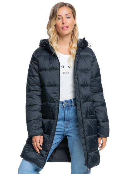 Roxy womens evening shadow longline hooded store puffer jacket