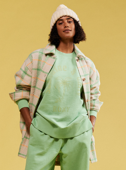 1 Womens Check It Out Oversized Overshirt Green ERJJK03527 Roxy