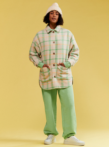 4 Womens Check It Out Oversized Overshirt Green ERJJK03527 Roxy