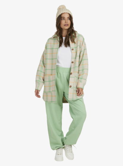 14 Womens Check It Out Oversized Overshirt Green ERJJK03527 Roxy