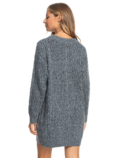 4 Pastel Life Long Sleeve Midi Sweater Dress Black ERJKD03408 Roxy