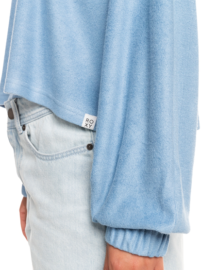 5 Womens Loungin Around Fleece Long Sleeve Top Blue ERJKT03937 Roxy