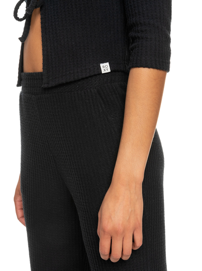 3 Looking Good Tie-Front Thermal Cardigan Black ERJKT03952 Roxy