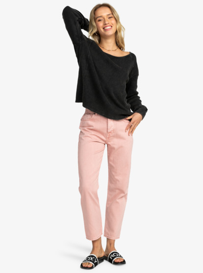 3 Boho Mind - Gewafelde Top met Lange mouw voor Dames Black ERJKT04063 Roxy