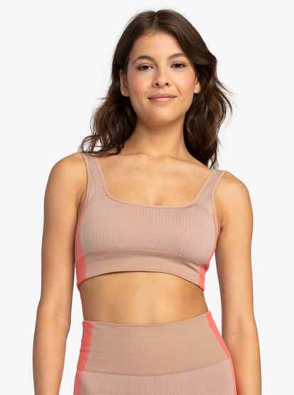 11 Womens Chill Out Seamless Medium Impact Sports Bra Brown ERJKT04075 Roxy
