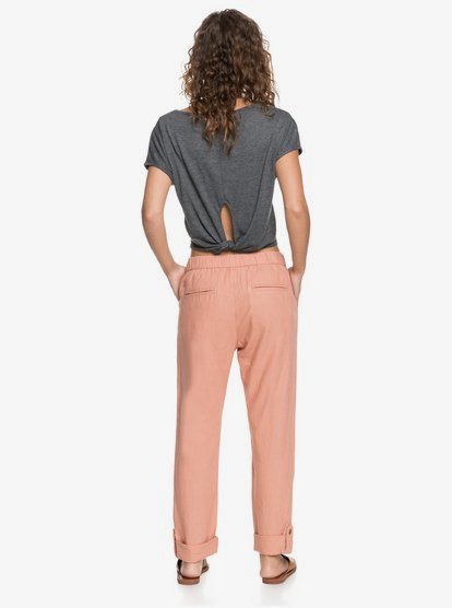 3 On The Seashore - Pantalon cargo en lin pour Femme Beige ERJNP03294 Roxy