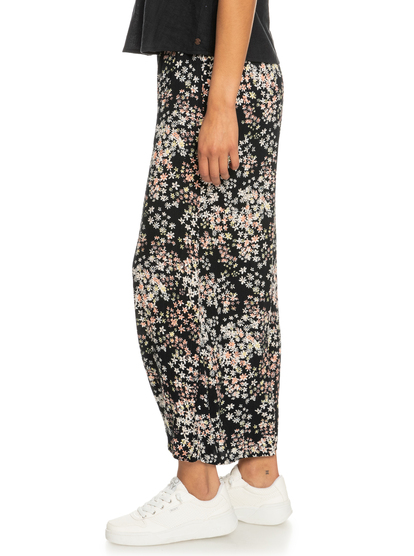4 Side By Side Printed High-Waisted Pull-On Pants Black ERJNP03478 Roxy